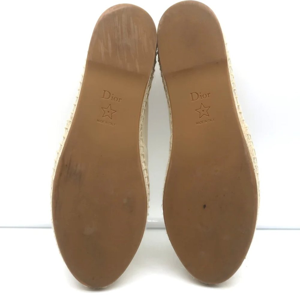 Christian Dior Granville Espadrilles Off-White Embossed Leather Size 37.5 D - Picture 11 of 11